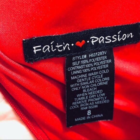 FAITH PASSION-RED FLORAL FULLY LINED V-NECK MID DRESS SIZE 8 - Picture 3 of 5